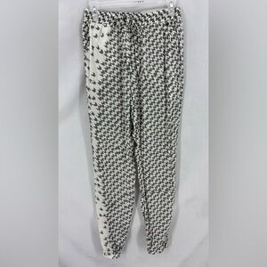 Biya Johnny Was 100% Silk Houndstooth Jogger Pants Black White